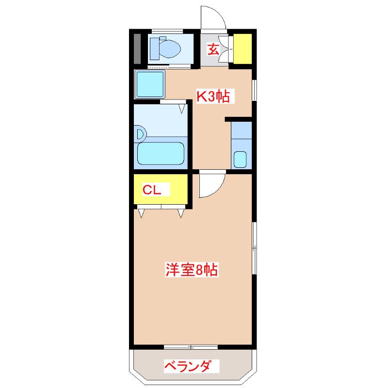 プリメーロセイワI(1K/2階)の間取り写真