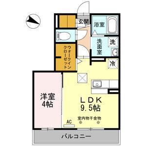 リベルテ・ドゥ(1LDK/1階)の間取り写真