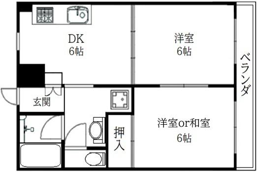 カルム緑地公園II(2DK/3階)の間取り写真