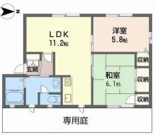 ラヴェール英賀保(2DK/1階)の間取り写真