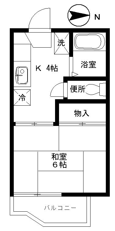 フォーブル成田西(1K/2階)の間取り写真