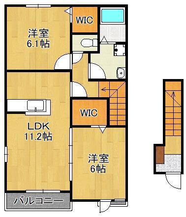 サングローヴA(2LDK/2階)の間取り写真