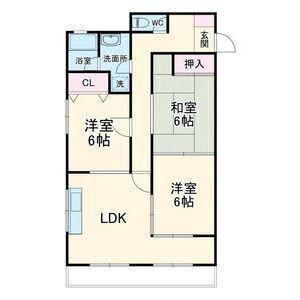 ラカーサ桃山(2LDK/3階)の間取り写真