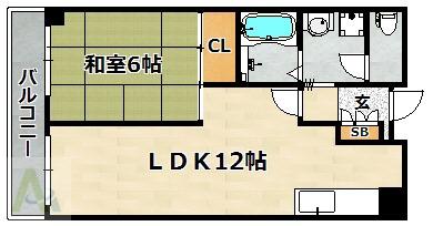 サウサリートコウベ(1LDK/5階)の間取り写真