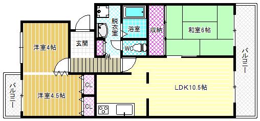 グリーンヒル小金台(3LDK/2階)の間取り写真