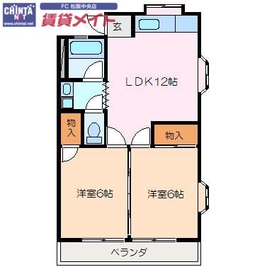 COMSTAGE(2LDK/3階)の間取り写真
