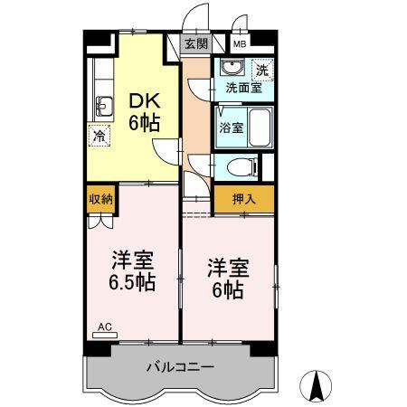 エクレールブラン(2DK/3階)の間取り写真