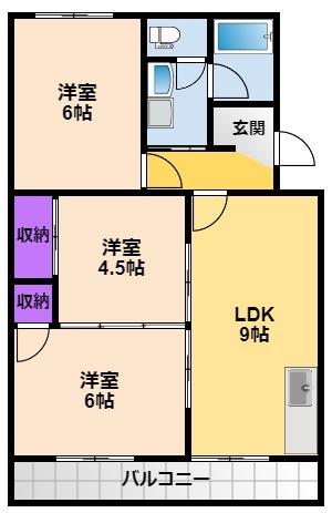 田マンション(3LDK/1階)の間取り写真