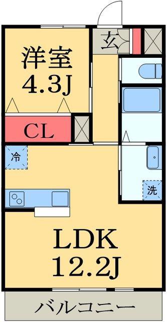 プランシュ(1LDK/1階)の間取り写真