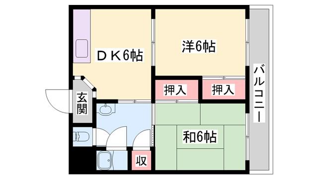 三木グリーンハイツ(2DK/3階)の間取り写真