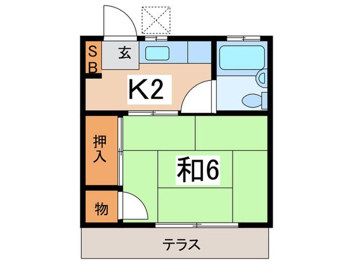 ハイツRORO(1K/1階)の間取り写真