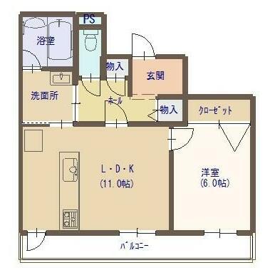 エポカ春江(1LDK/4階)の間取り写真
