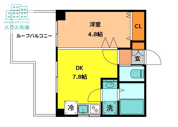 クオーレ鍛冶屋町(1DK/5階)の間取り写真
