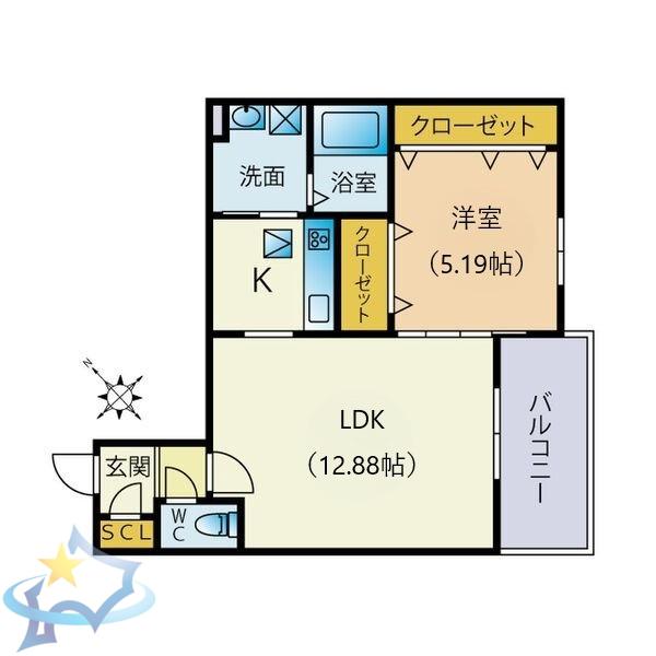 PORTE-BONHEURII(1LDK/3階)の間取り写真