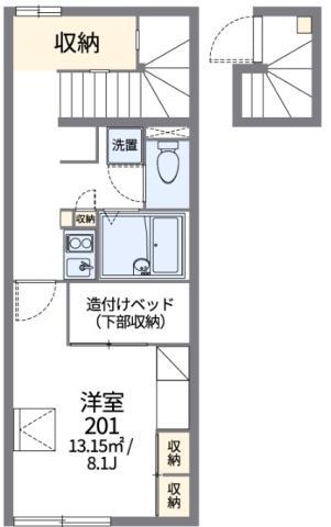 レオパレスROOT ワカミヤ(1K/2階)の間取り写真