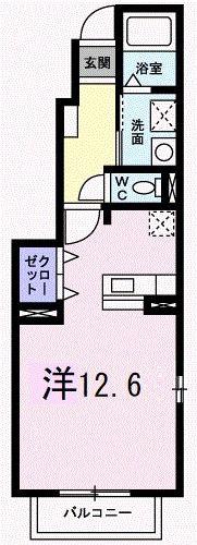 クリザンテーム(ワンルーム/1階)の間取り写真