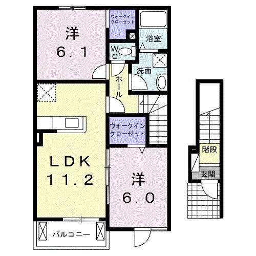 レジェール(2LDK/2階)の間取り写真