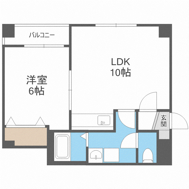 ボヌール豊平(1LDK/3階)の間取り写真