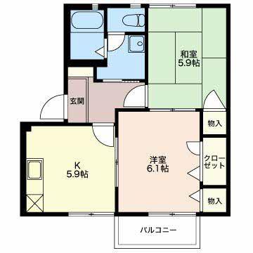 こすもすD(2K/2階)の間取り写真