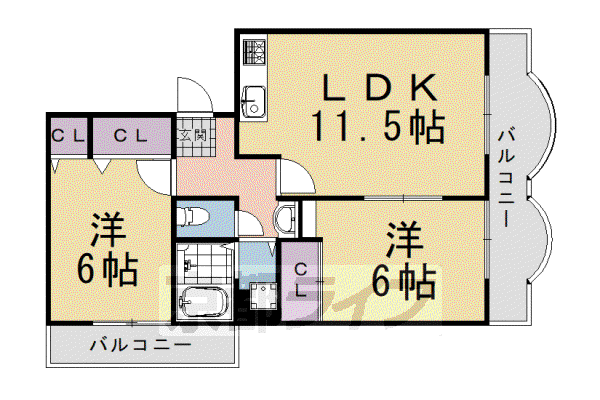 MERVEILLE KAMEOKA(2LDK/3階)の間取り写真