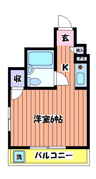 サンメゾン(1K/2階)の間取り写真