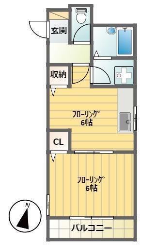 オリビエ松井(1DK/2階)の間取り写真