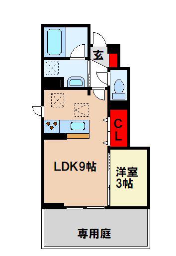 D-ROOM TK(1LDK/1階)の間取り写真