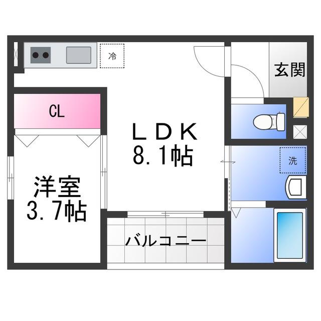 ALEGRIA泉佐野鶴原ノース(1LDK/1階)の間取り写真