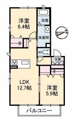 ＪＲ山陽本線 松永駅 徒歩8分 3階建 築11年(2LDK/2階)の間取り写真