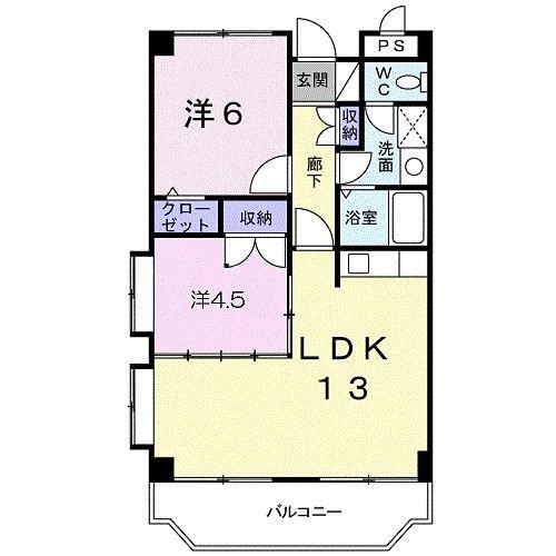 MYハイツ(2LDK/2階)の間取り写真