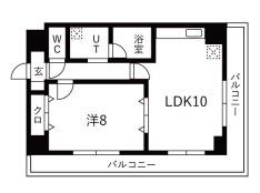リーガル南船場(1LDK/7階)の間取り写真