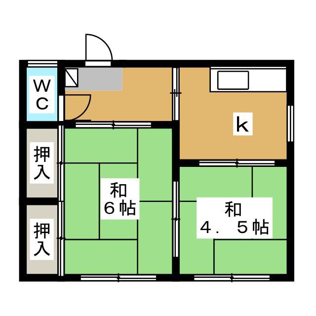深瀬荘(2K/2階)の間取り写真