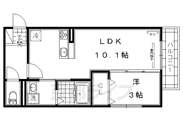 カーサ京町(1LDK/3階)の間取り写真