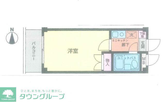 ノーブル新川崎(1K/2階)の間取り写真