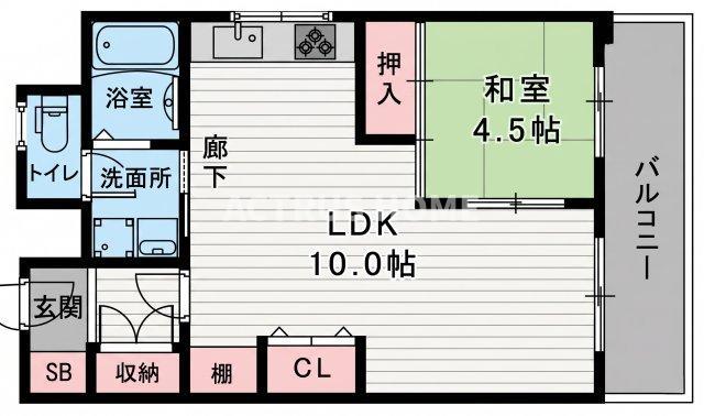 朝日プラザ昭和町(1LDK/11階)の間取り写真