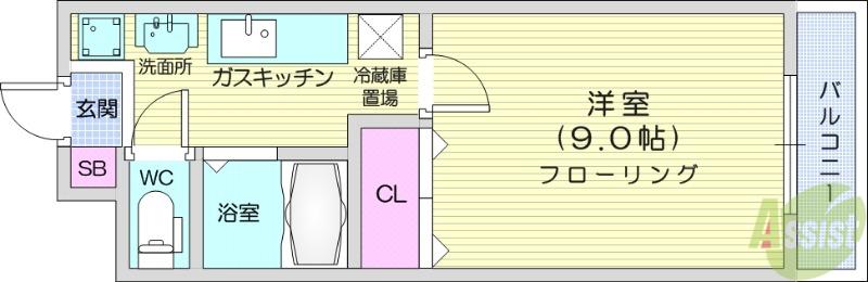 リーフハイツ(1K/4階)の間取り写真
