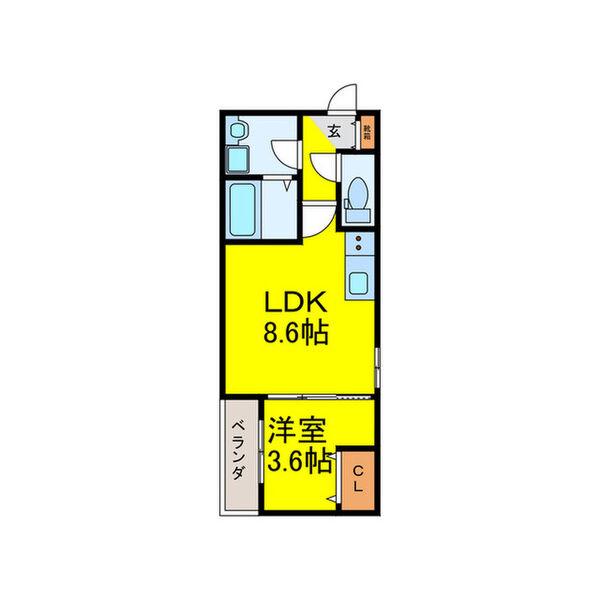 D PORTA EOS(1LDK/2階)の間取り写真