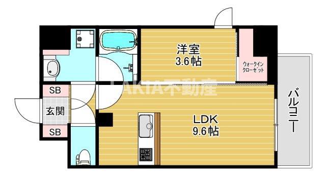 AUFTAKT 天王寺(1LDK/3階)の間取り写真
