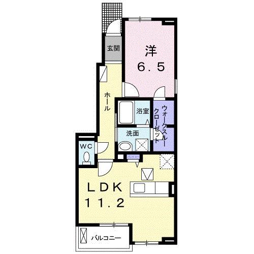フリーデ喜楽II(1LDK/1階)の間取り写真