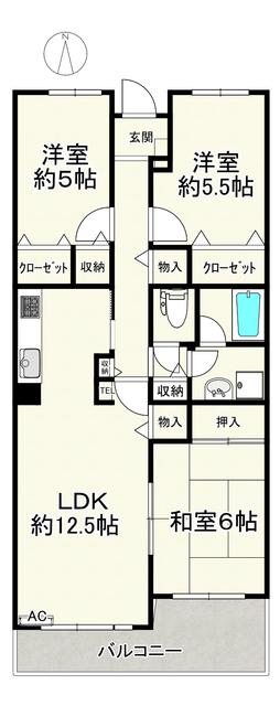 第三クリアーヴューヴィラ(3LDK/2階)の間取り写真