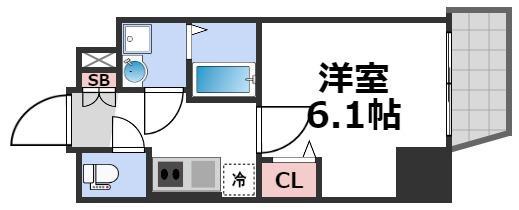 プレサンス天満橋ヴェルエラ(1K/5階)の間取り写真