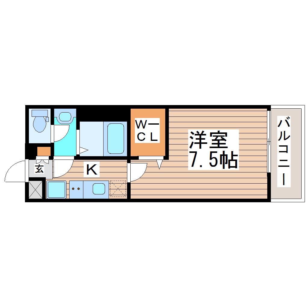 エヌエー宮城野(1K/2階)の間取り写真