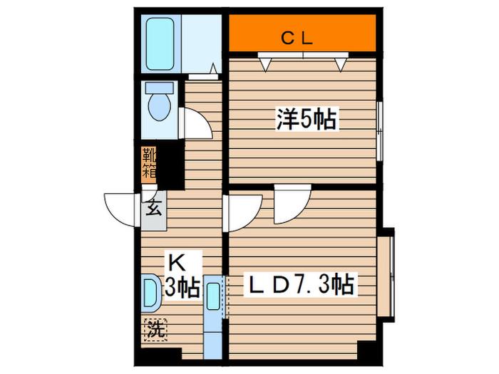 澄川第3銀座パレス(1LDK/1階)の間取り写真
