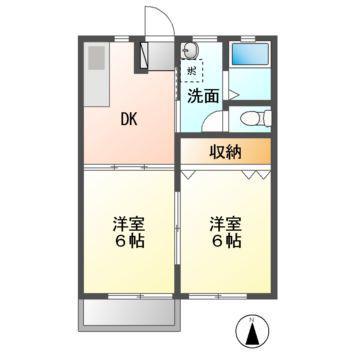 ハイツエバーグリーンA(2DK/2階)の間取り写真