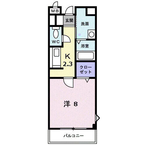 フェリーチェ(1K/2階)の間取り写真