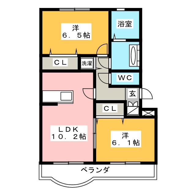 コーポ戸崎(2LDK/3階)の間取り写真