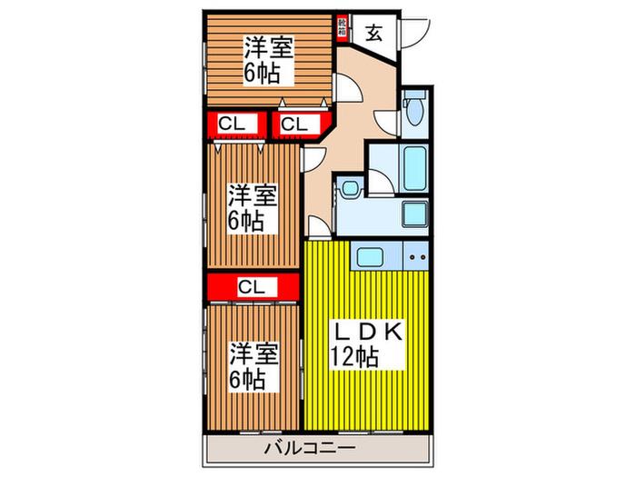 ディアコート奈良(3LDK/2階)の間取り写真