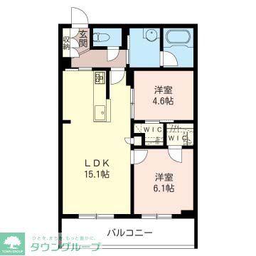 ル・リアン国立(2LDK/3階)の間取り写真