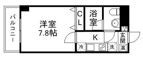 IN-TOWNER木町(1K/4階)の間取り写真
