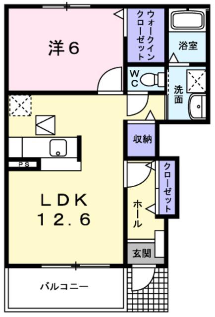 プライム(1LDK/1階)の間取り写真